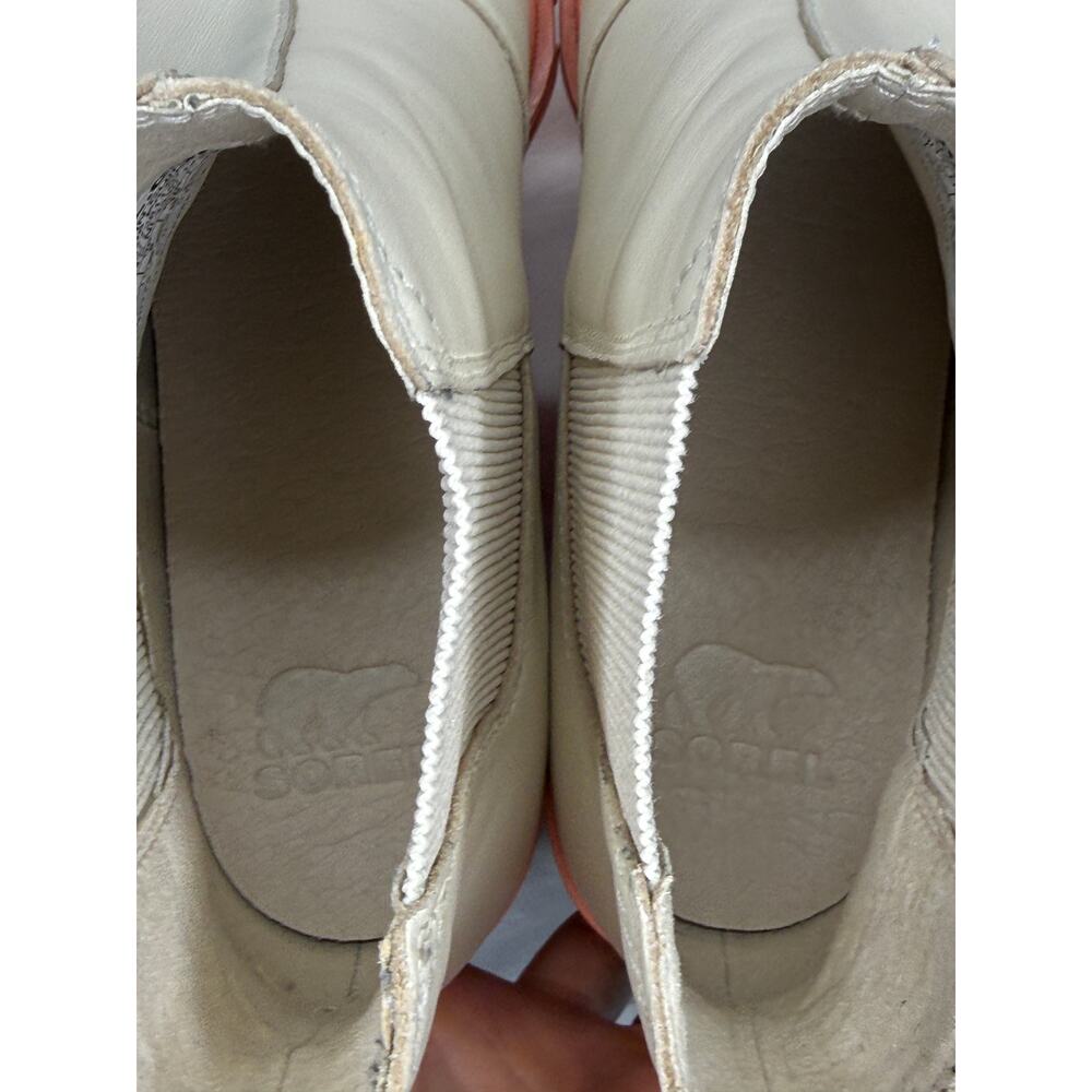 Sorel Brex Chelsea Boot Cream Leather Lug Platform Booties Spring Size 8 - Picture 11 of 12